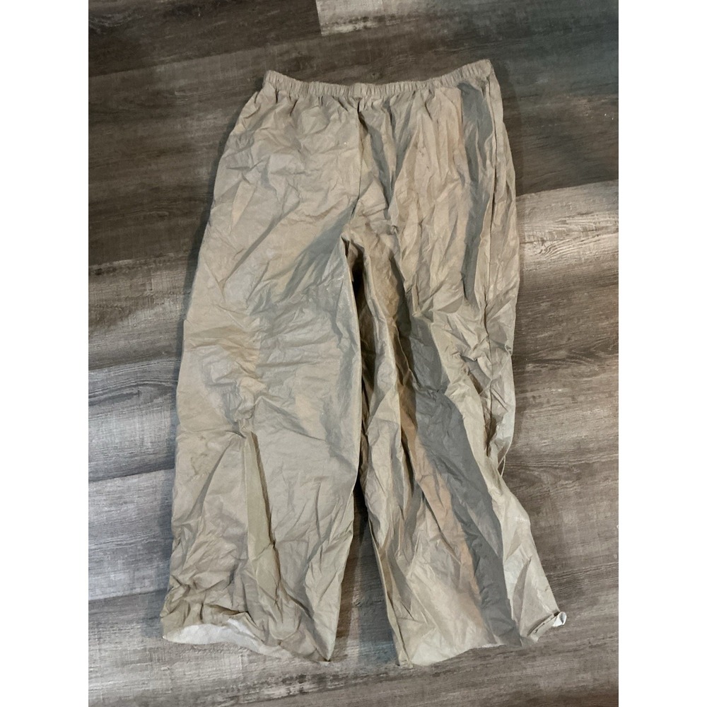 Frogg Toggs Rain Pants Men Extra Large S/M Beige Elastic Waist Outdoor STAINED
